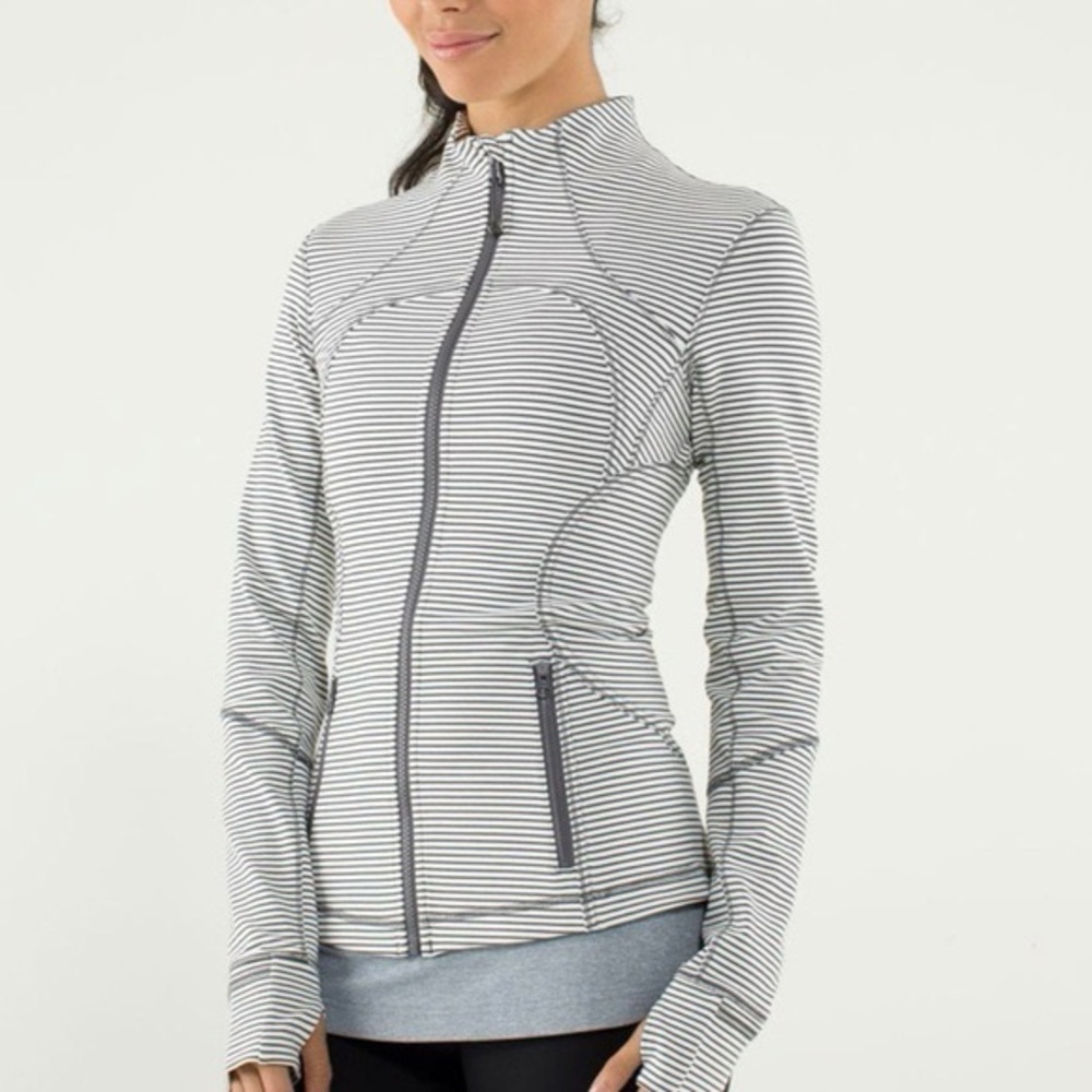 Striped Gray Zip-Up Jacket